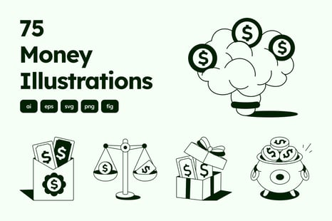 Money Drawing Illustration Set - Illustrations