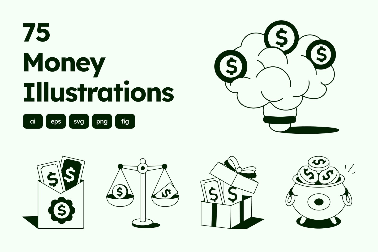 Money Drawing Illustration Set