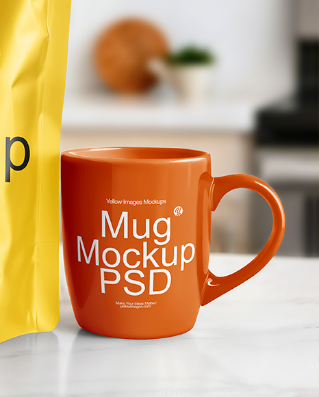 Stand-Up Pouch and Mug Mockup