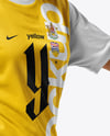 Woman Wearing Soccer Jersey and Shorts Mockup
