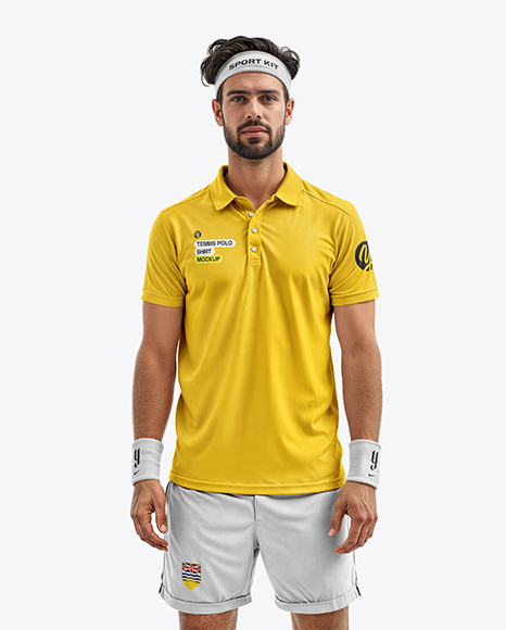 Bearded Man Wearing a Tennis Kit Mockup - Boyfriend+Short+|+Lucky+Brand