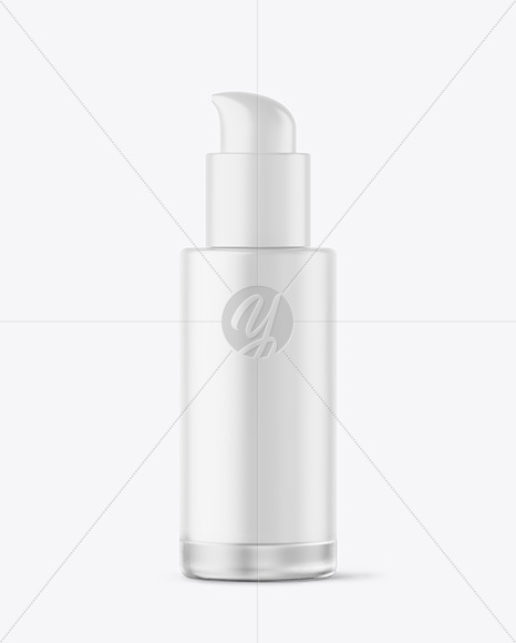 Frosted Glass Cosmetic Bottle with Pump Mockup