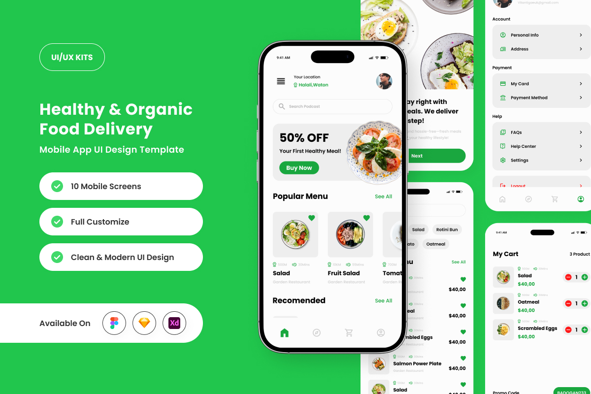 Badogan – Organic Food Delivery App Design Template
