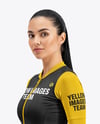 Woman Wearing Cycling Jersey and Bib Shorts Mockup