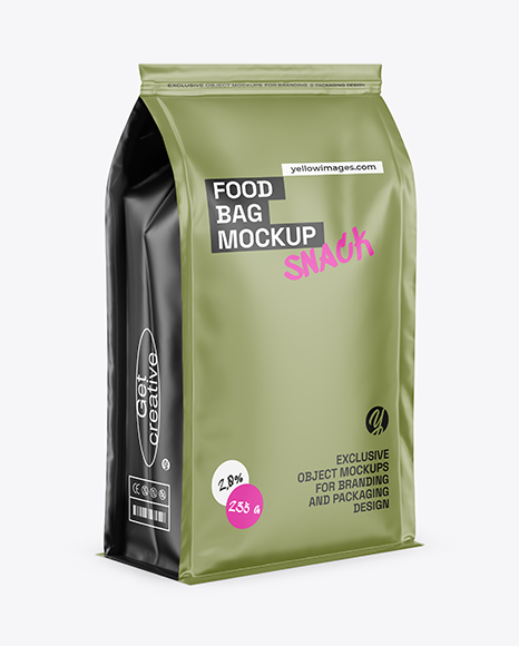 Matte Food Bag Mockup - Half-Side View