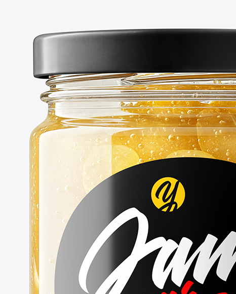 Glass Jar with White Grape Jam Mockup