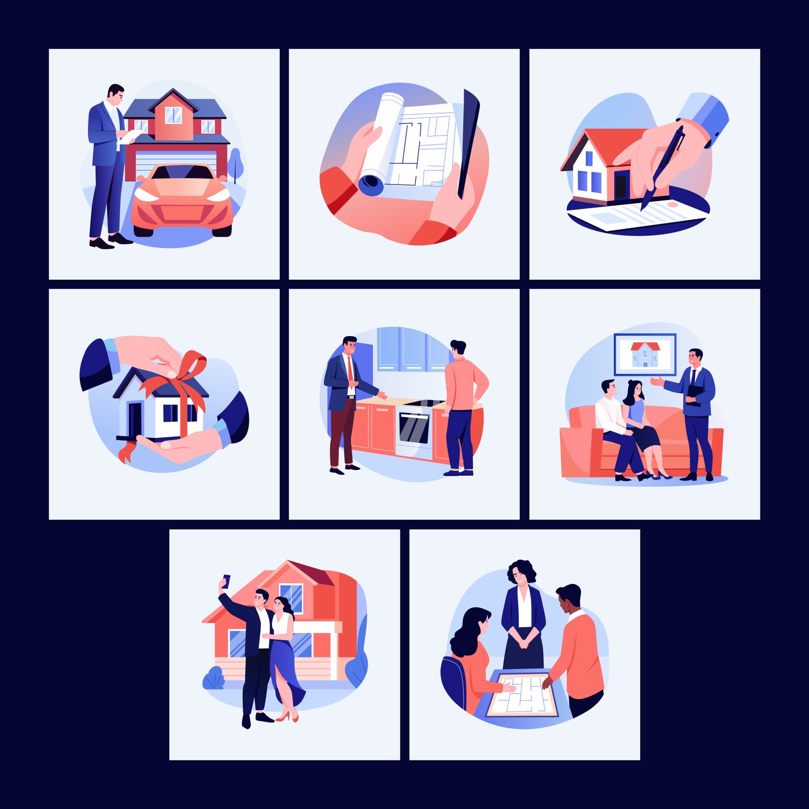 Real Estate Sale Illustration Art Set