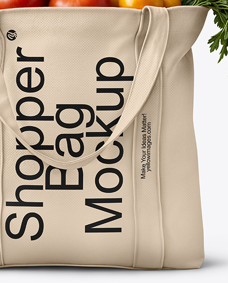 Shopper Bag with Vegetables Mockup