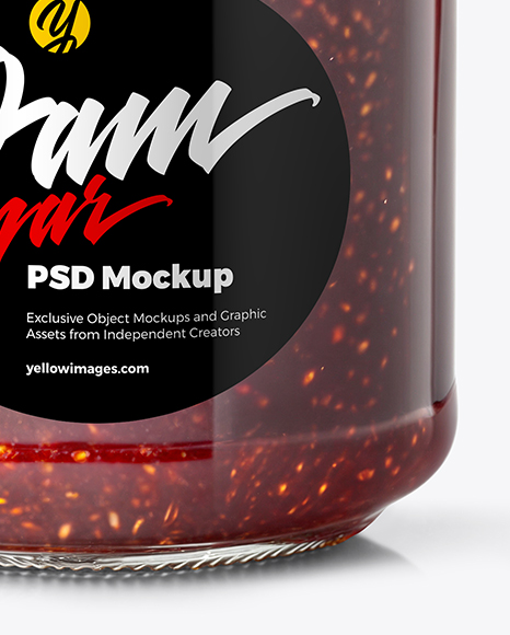 Glass Jar with Raspberry Jam Mockup