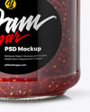 Glass Jar with Raspberry Jam Mockup