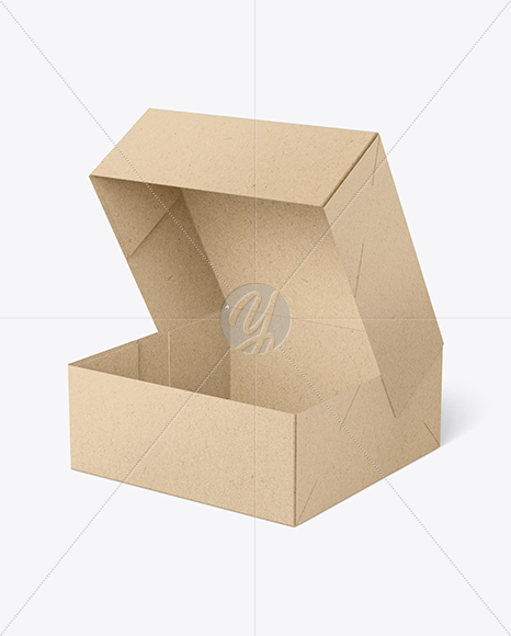 Opened Kraft Cake Box Mockup