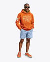 Black Man Wearing a Hoodie and Sunglasses Mockup