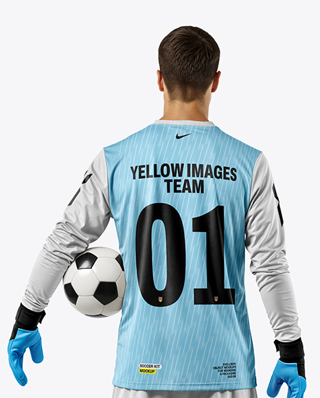 Soccer Goalkeeper Wearing Long Sleeve Jersey and Shorts Mockup