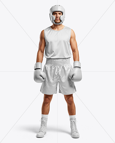 Man Wearing Full Boxing Kit Mockup