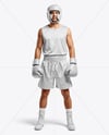 Man Wearing Full Boxing Kit Mockup