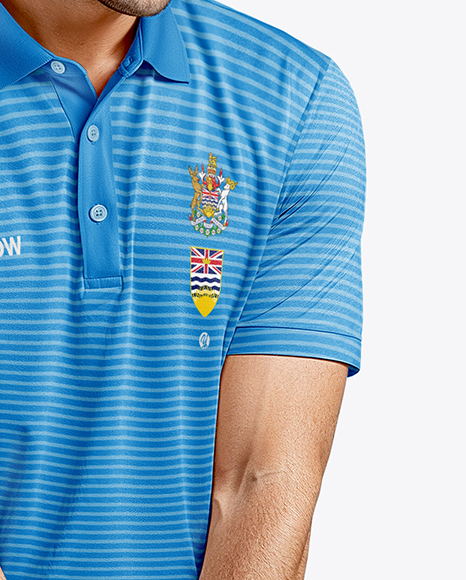 Man Wearing Golf Shirt and Shorts with Ball Mockup