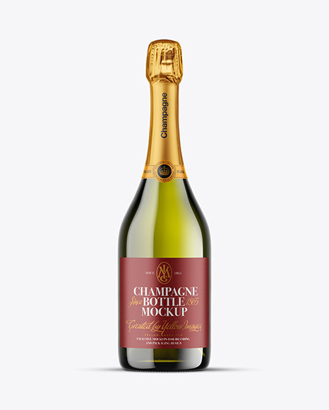 Green Glass Champagne Bottle Mockup