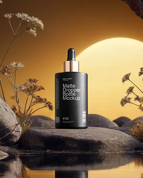 Matte Dropper Bottle on Stone Mockup