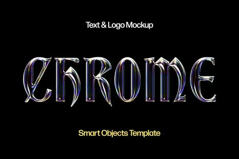 Holographic Logo Mockup - Chrome effect