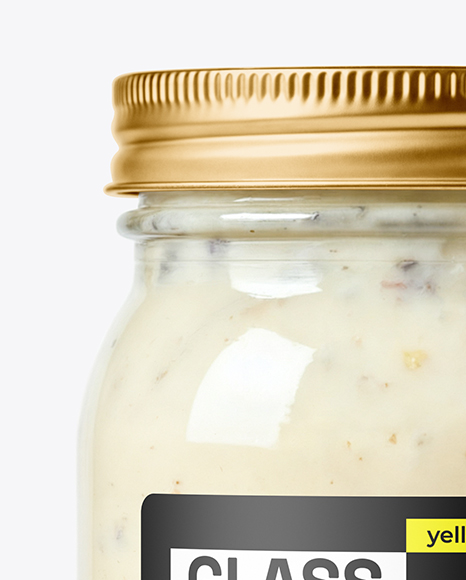 Clear Glass Jar with Clam Chowder Mockup
