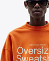 Young Black Man Wearing Oversize Sweatshirt and Shorts Mockup
