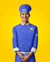 Asian Man Wearing Chef Uniform and Chef Hat Mockup