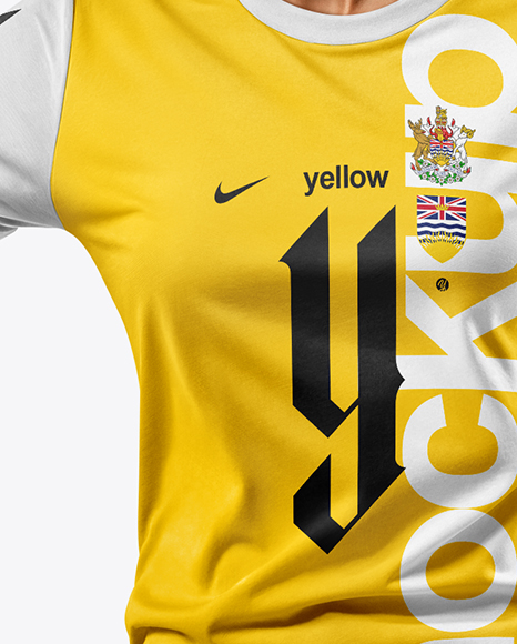 Female Soccer Player Wearing Jersey and Shorts Mockup