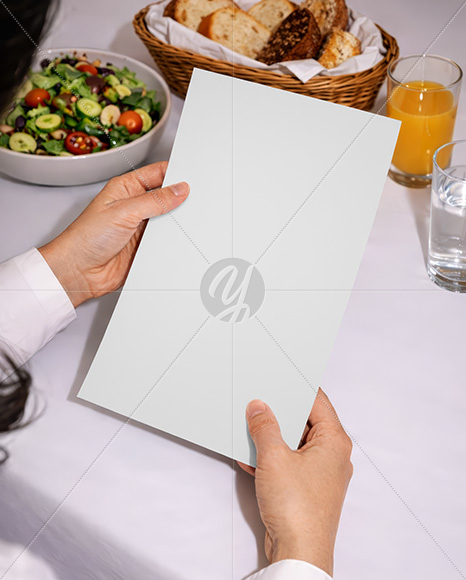 Menu in Hands Mockup