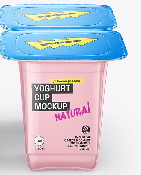 Glossy Plastic Yoghurt Cups Mockup