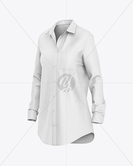 Women's Long Sleeve Shirt Mockup - Half Side View