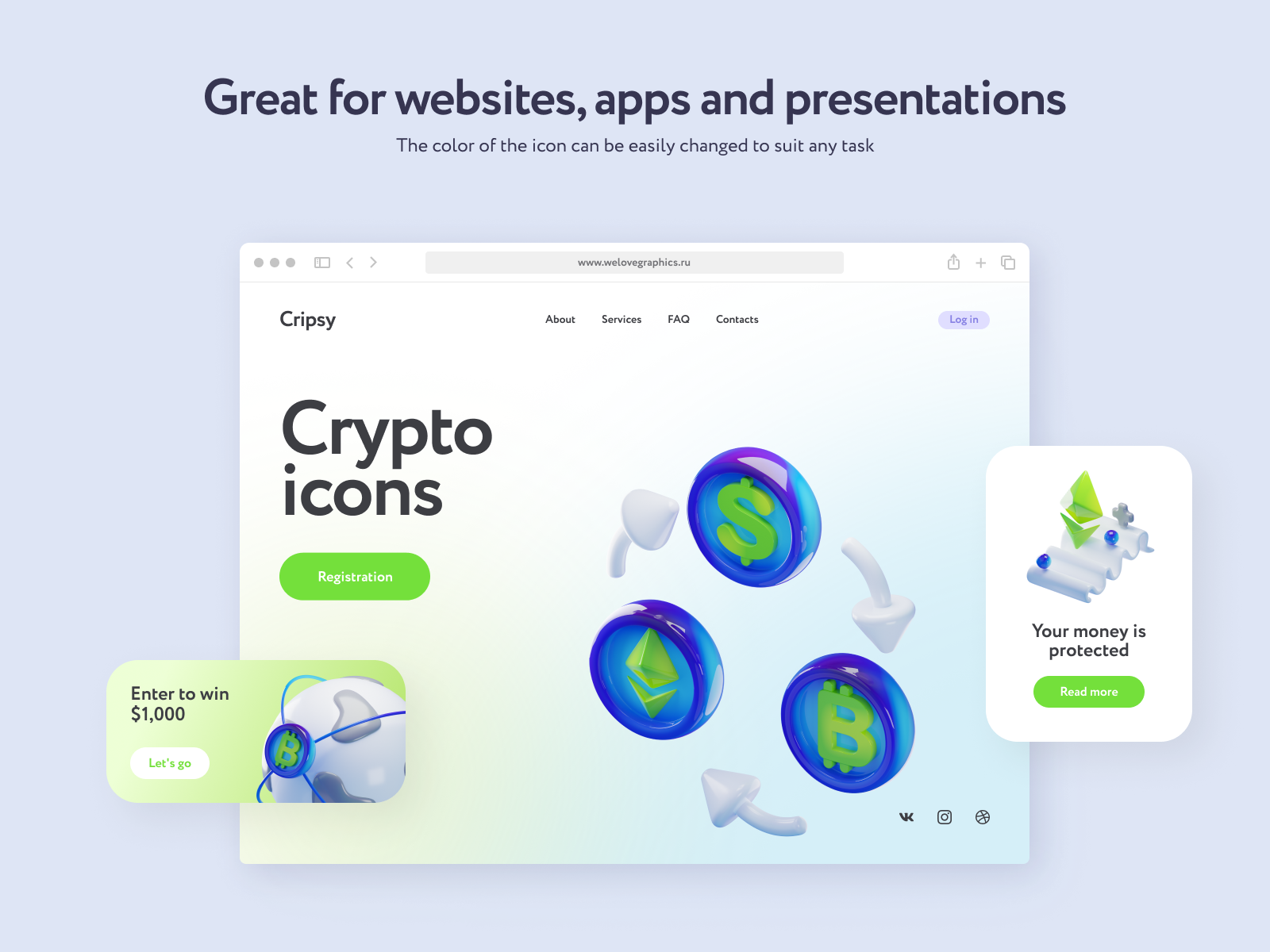 Cripsy Cryptocurrency 3D Icons