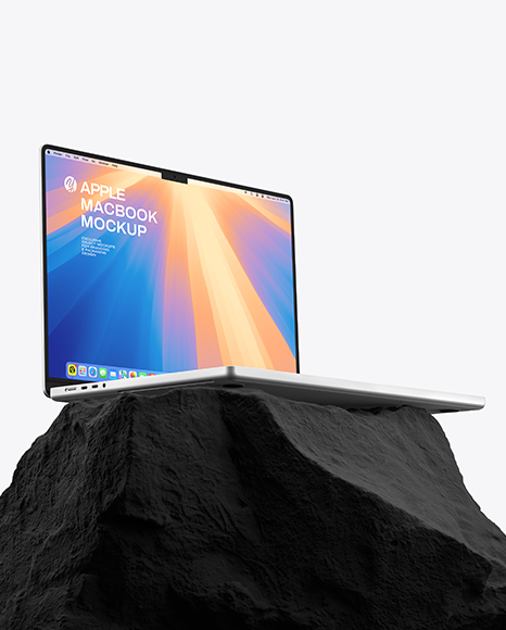 Laptop on the Stone Mockup - Device mockups