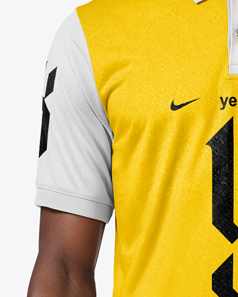 Man with Afro Hairstyle Wearing Full Soccer Kit Mockup