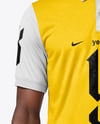 Man with Afro Hairstyle Wearing Full Soccer Kit Mockup