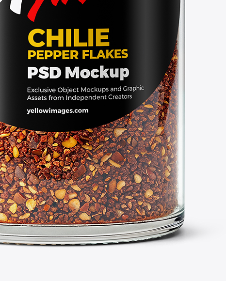 Glass Jar with Chili Pepper Flakes Mockup