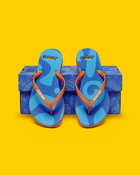 Flip Flops with Box Mockup