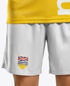Soccer Player Wearing Jersey and Shorts Mockup