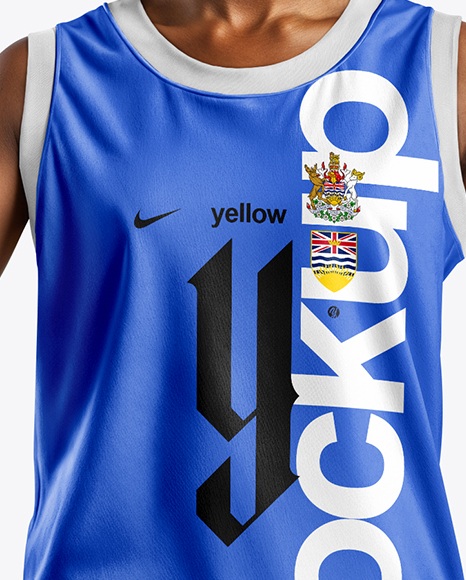 Afro-American Woman Wearing Full Basketball Uniform Mockup
