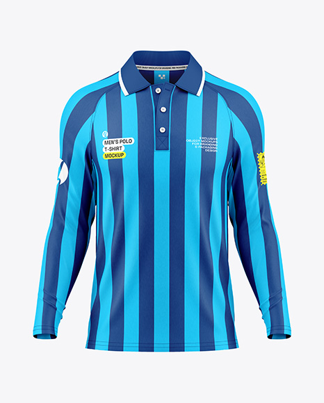 Men's Raglan Long Sleeve Polo Shirt Mockup