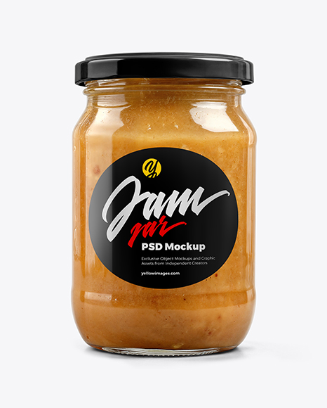 Clear Glass Jar with Apple Butter Mockup - Mockup shots