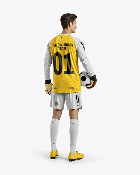 Soccer Goalkeeper Wearing Long Sleeve Jersey and Shorts Mockup - Jersey t shirt mockup