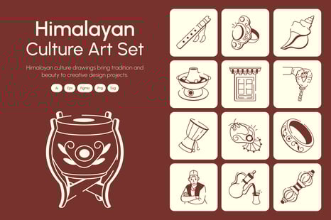 Himalayan Culture Drawing Art Set - Graphics