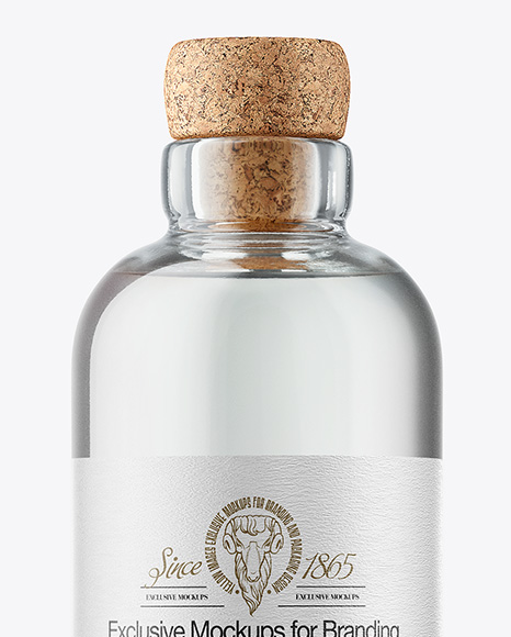 Dry Gin Bottle with Cork Mockup
