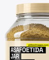 Clear Plastic Jar with Asafoetida Spice Mockup