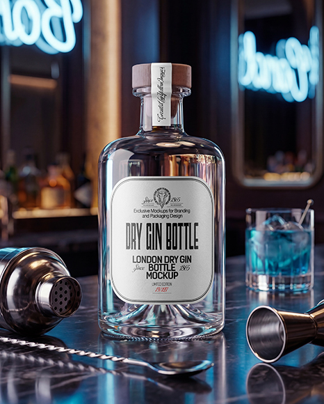 Dry Gin Bottle Mockup
