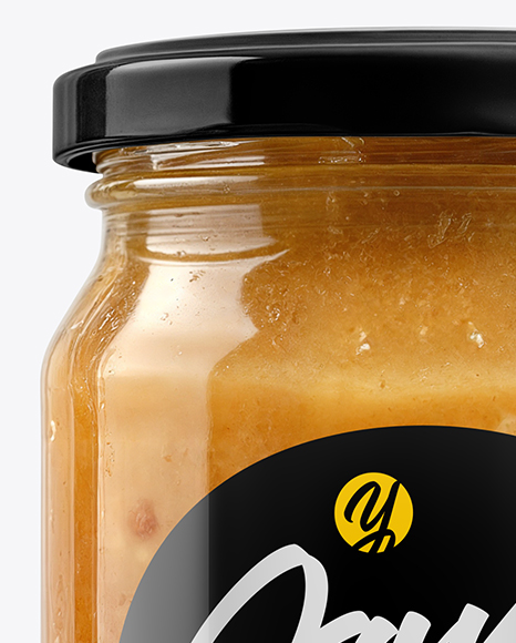 Clear Glass Jar with Apple Butter Mockup
