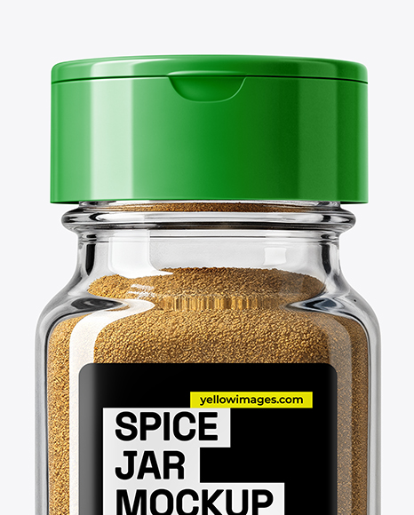 Square Glass Jar with Ground Cumin Mockup