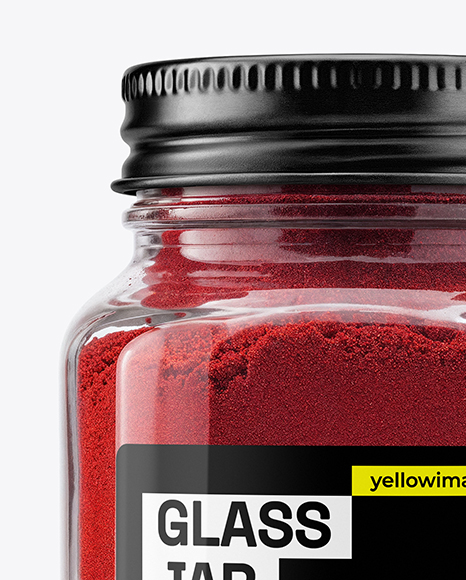 Clear Glass Jar with Ground Sumac Spice Mockup