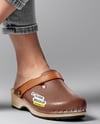 Pair of Clogs on Woman's Legs with Jeans Mockup