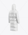 Men's Long Hooded Down Jacket Mockup - Back Half Side View